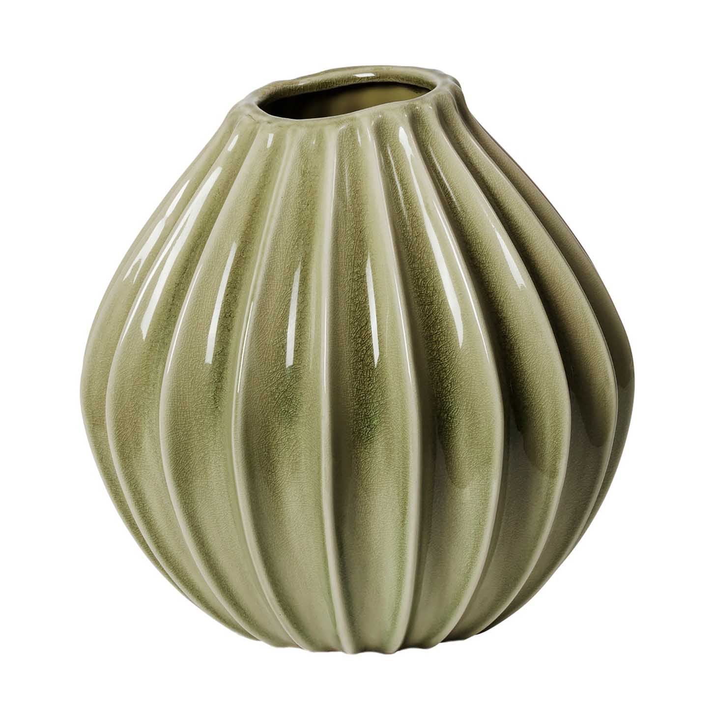Broste Vase Wide Medium - Glossy Dry Sage